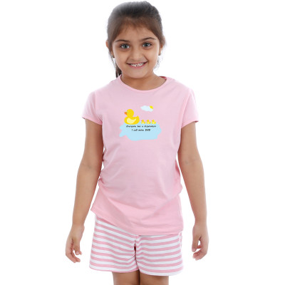 Pink Half sleeve Girls Pyjama- Ducky Dad